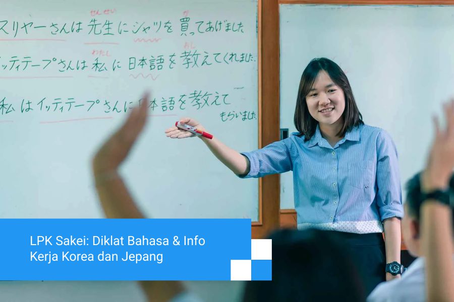 Ilustrasi siswa belajar bahasa Jepang online
